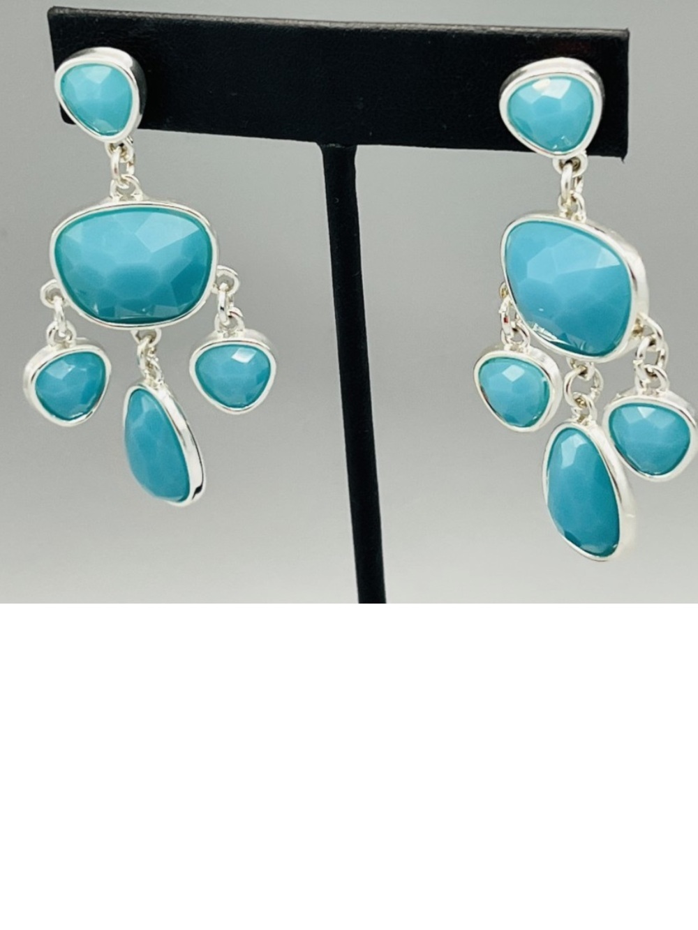 Turquoise colored acrylic Drop Statement Earrings - Women's Jewelry